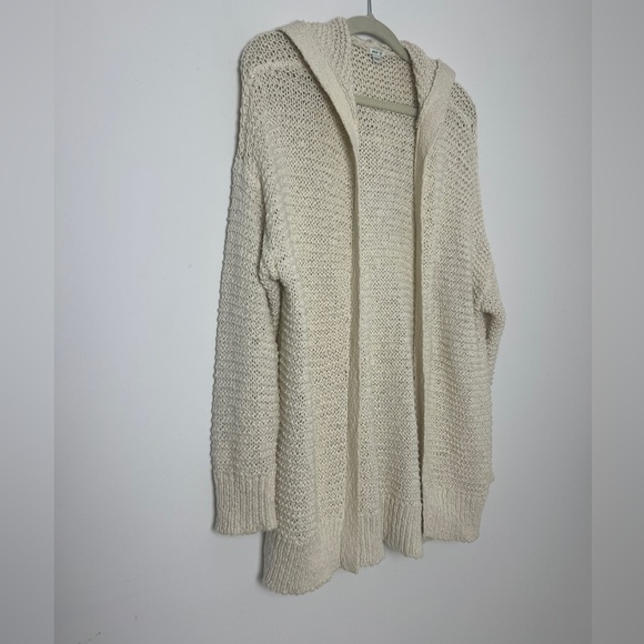 AERIE Beige Hooded Open Knit Bohemian Oversized Slouchy Open Cardigan Sz XS/S - Picture 4 of 12